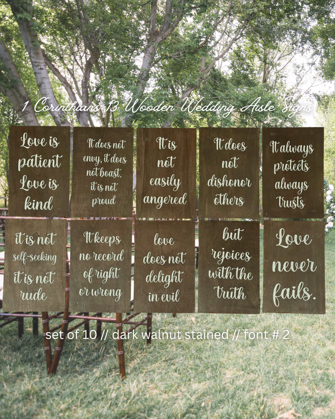 1 Corinthians 13 Wooden Wedding Aisle Signs