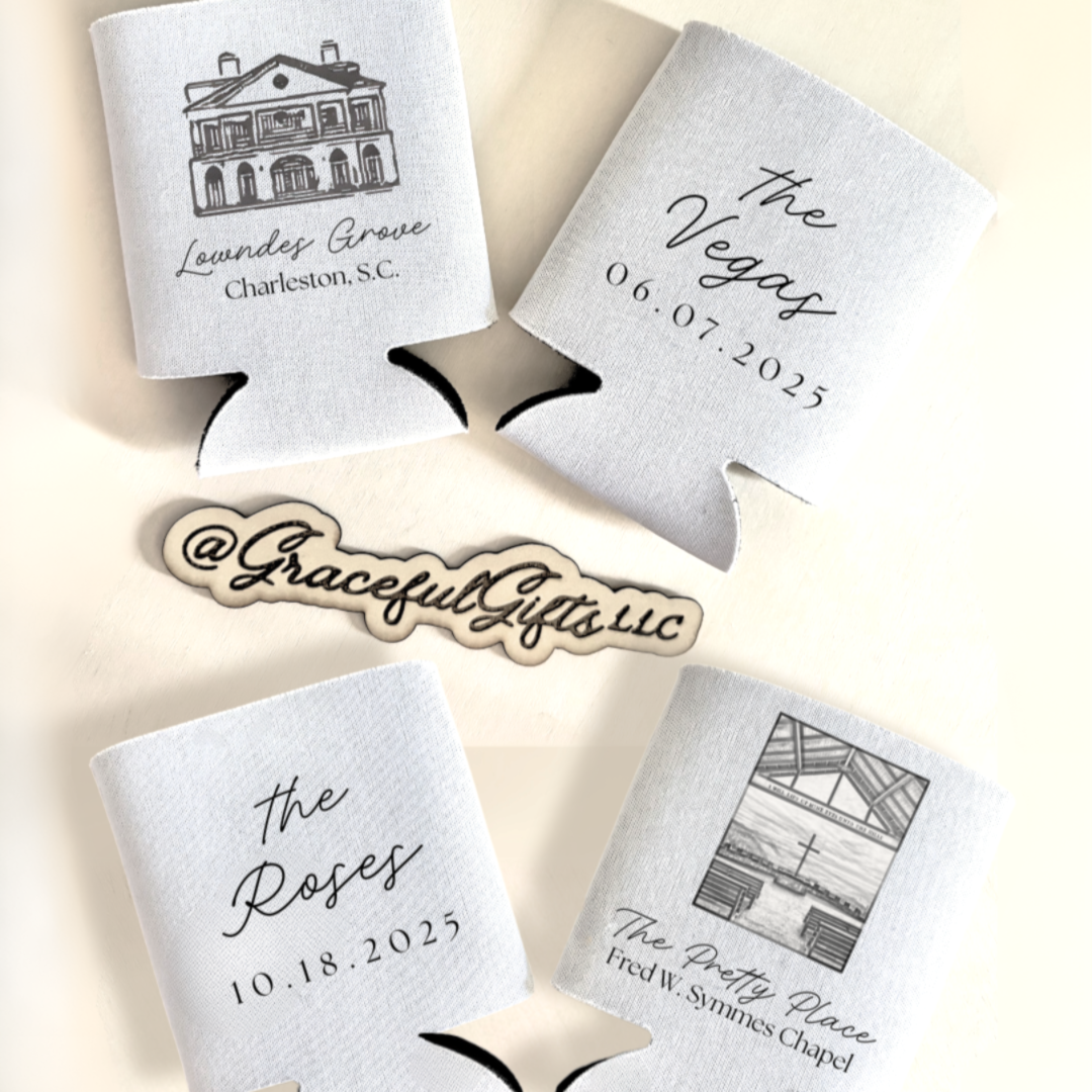 Wedding Venue Sketch Can Koozie Favors