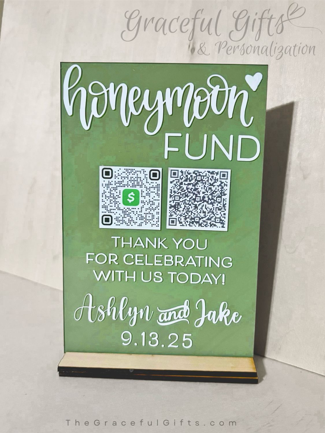 Honeymoon Fund QR Code Wedding Sign Acrylic Sign