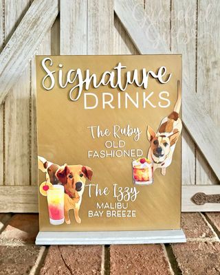 Signature Drinks Wedding Sign with Pets