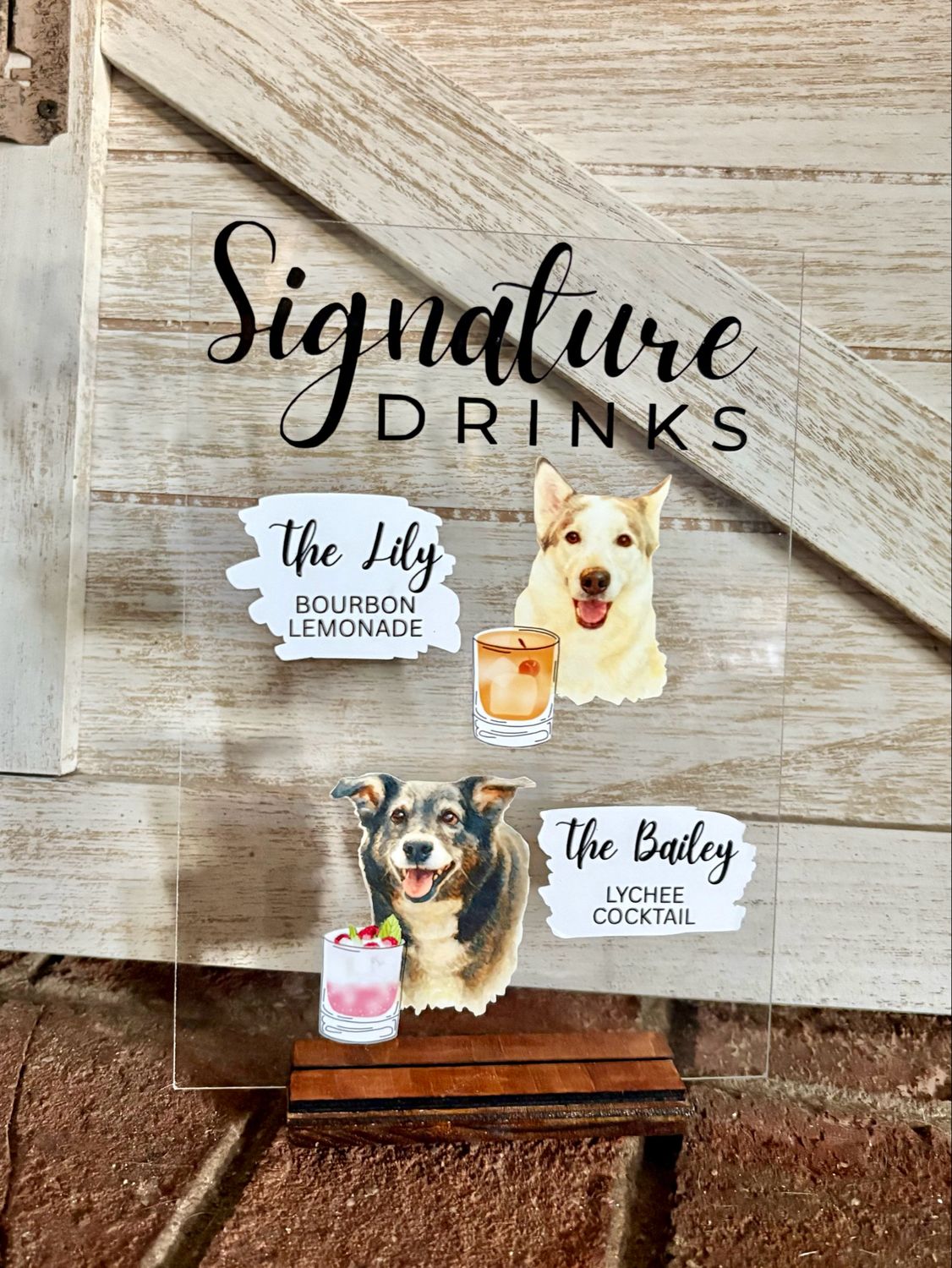 Signature Drinks Wedding Sign with Pets