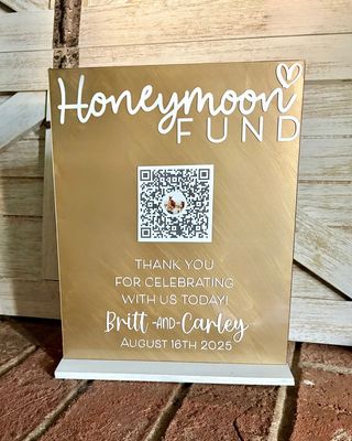 Honeymoon Fund QR Code Wedding Sign Acrylic Sign