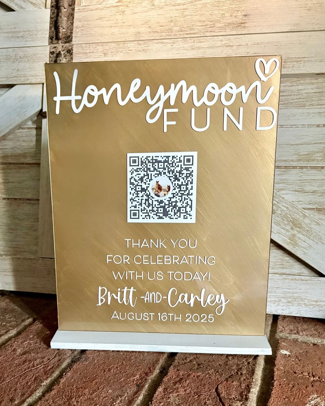 Honeymoon Fund QR Code Wedding Sign Acrylic Sign
