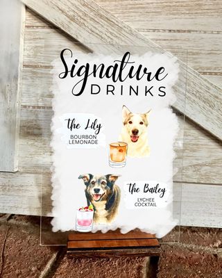 Signature Drinks Wedding Sign with Pets