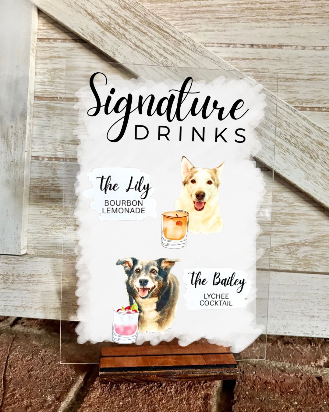 Signature Drinks Wedding Sign with Pets