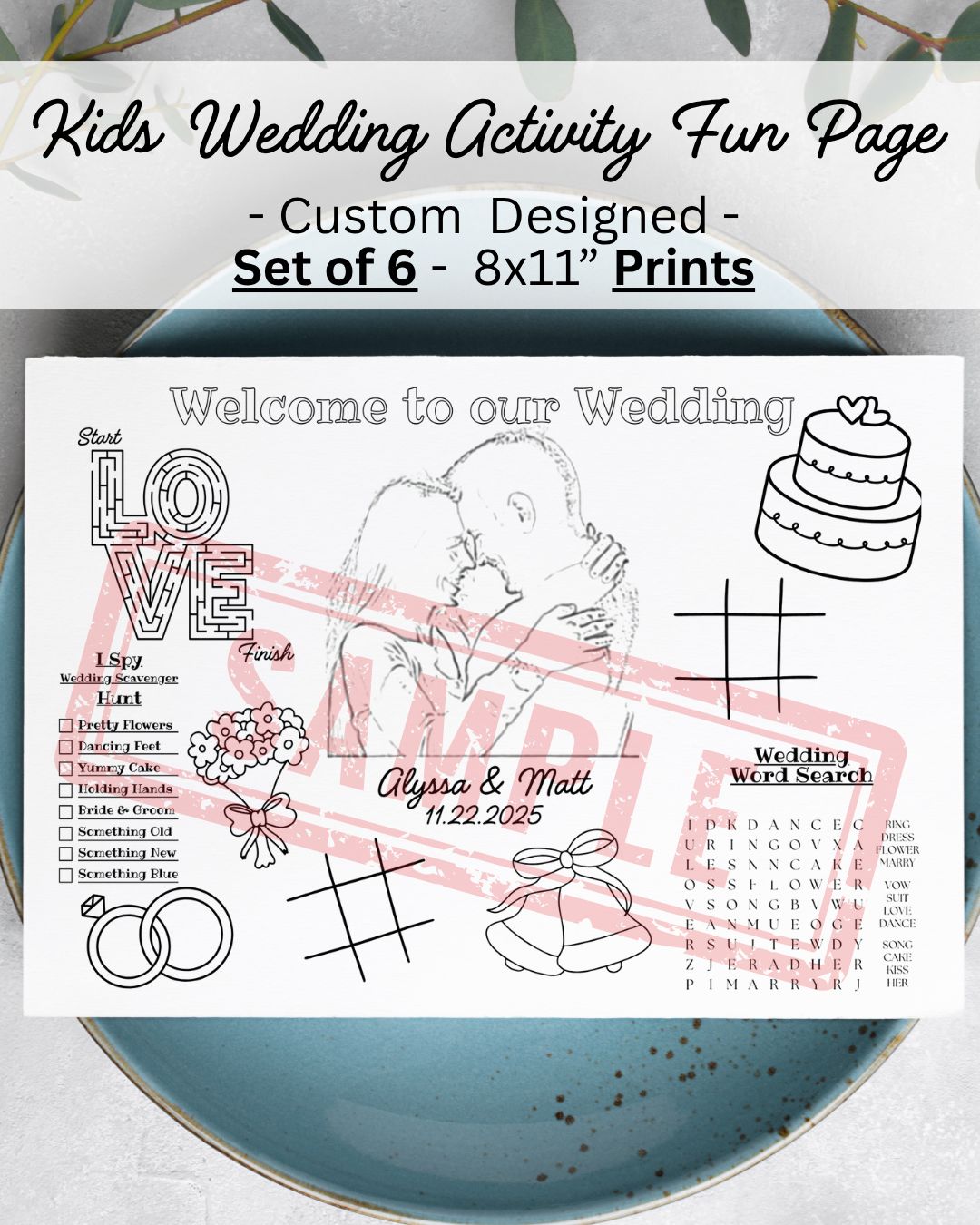 Personalized Kids Wedding Activity Fun Pages