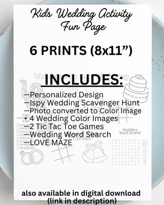 Personalized Kids Wedding Activity Fun Pages