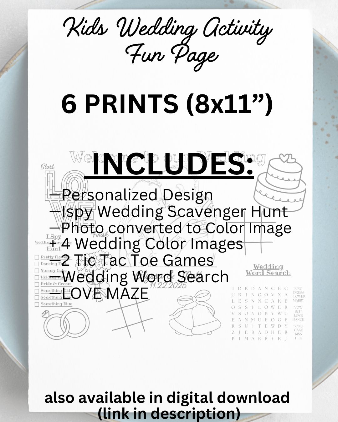 Personalized Kids Wedding Activity Fun Pages