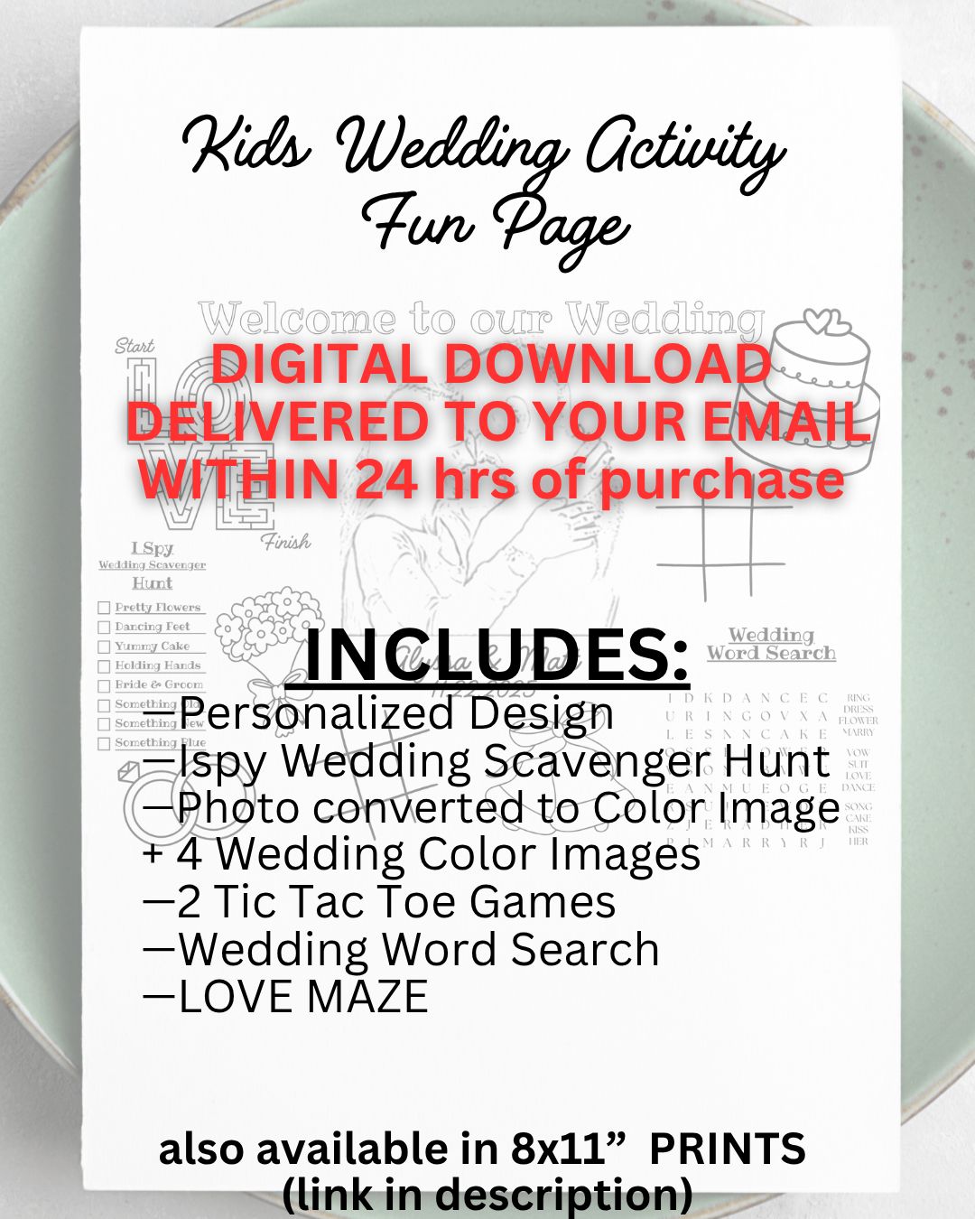 Personalized Kids Wedding Activity DIGITAL DOWNLOAD