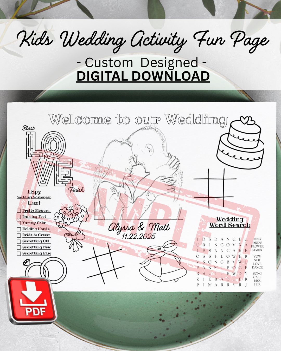 Personalized Kids Wedding Activity DIGITAL DOWNLOAD