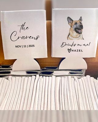 Drinks Are on Me! Pets Wedding Koozies