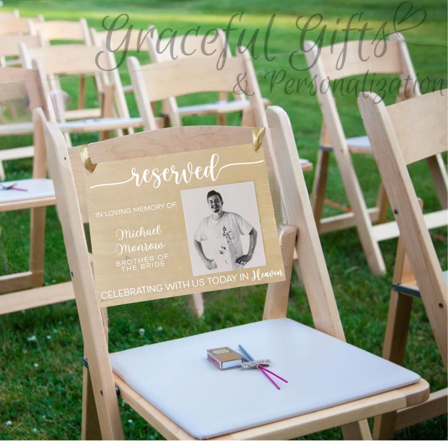 Reserved Wedding Memorial Hanging Chair Sign