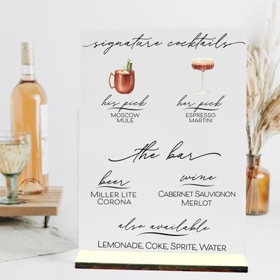 Signature Cocktails + BAR MENU SIGN