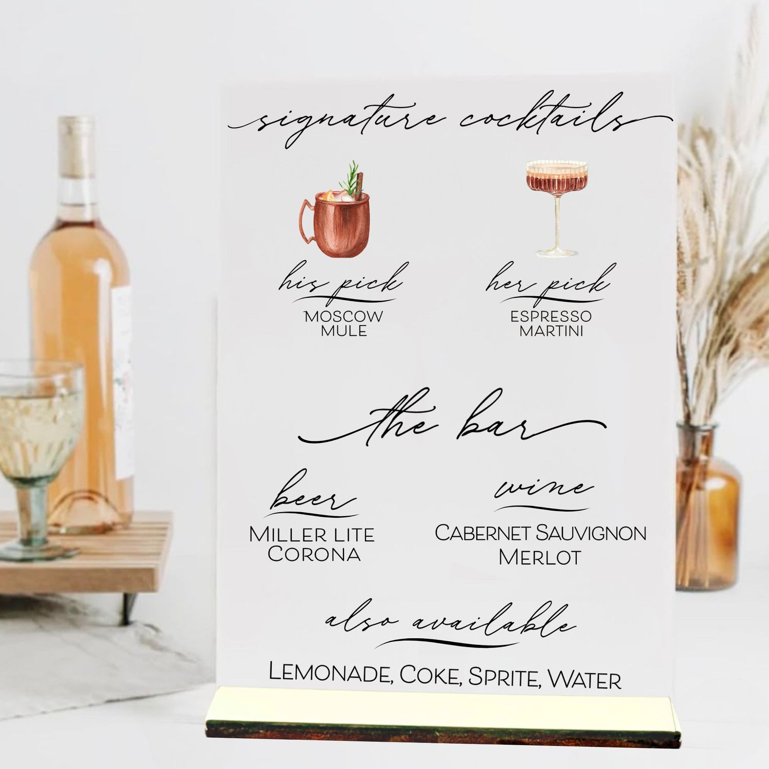 Signature Cocktails + BAR MENU SIGN