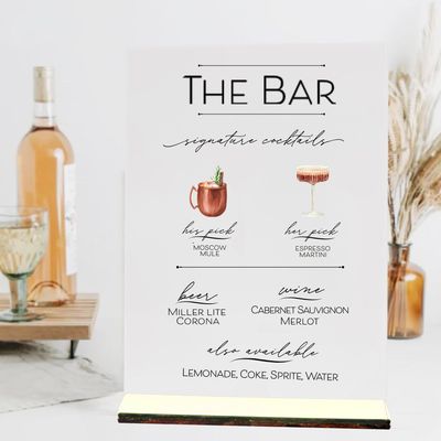BAR MENU + Signature Cocktails Sign