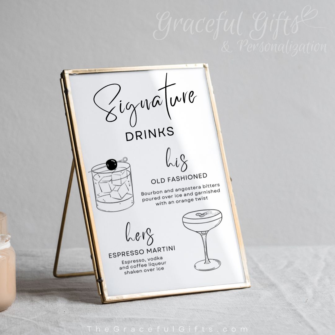 Classic Signature Drinks Wedding Bar Sign [PRINT]