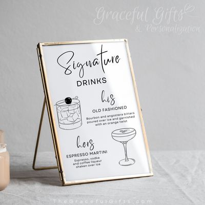 Classic Signature Drinks Wedding Bar Sign [PRINT]