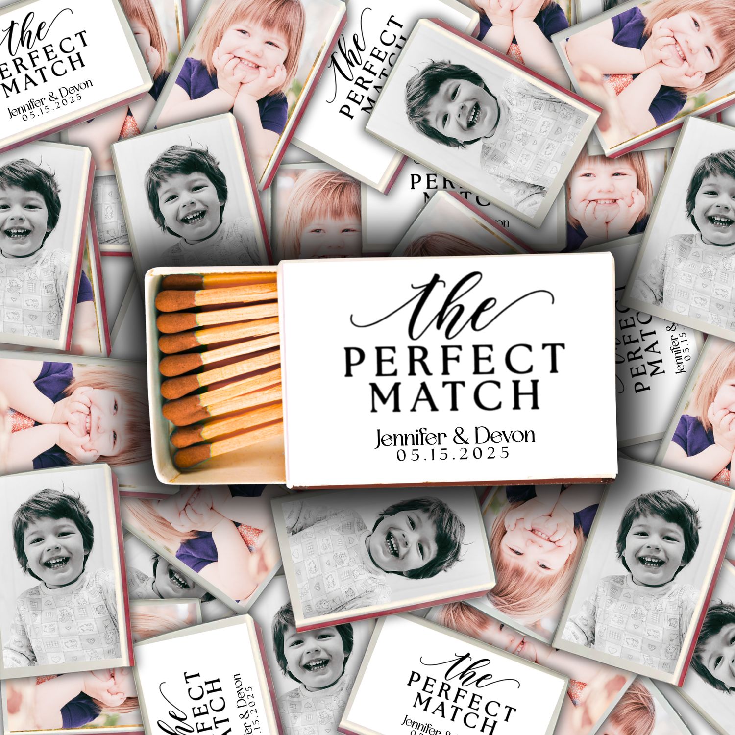 Perfect Match Kid Photo Matchbox Favors