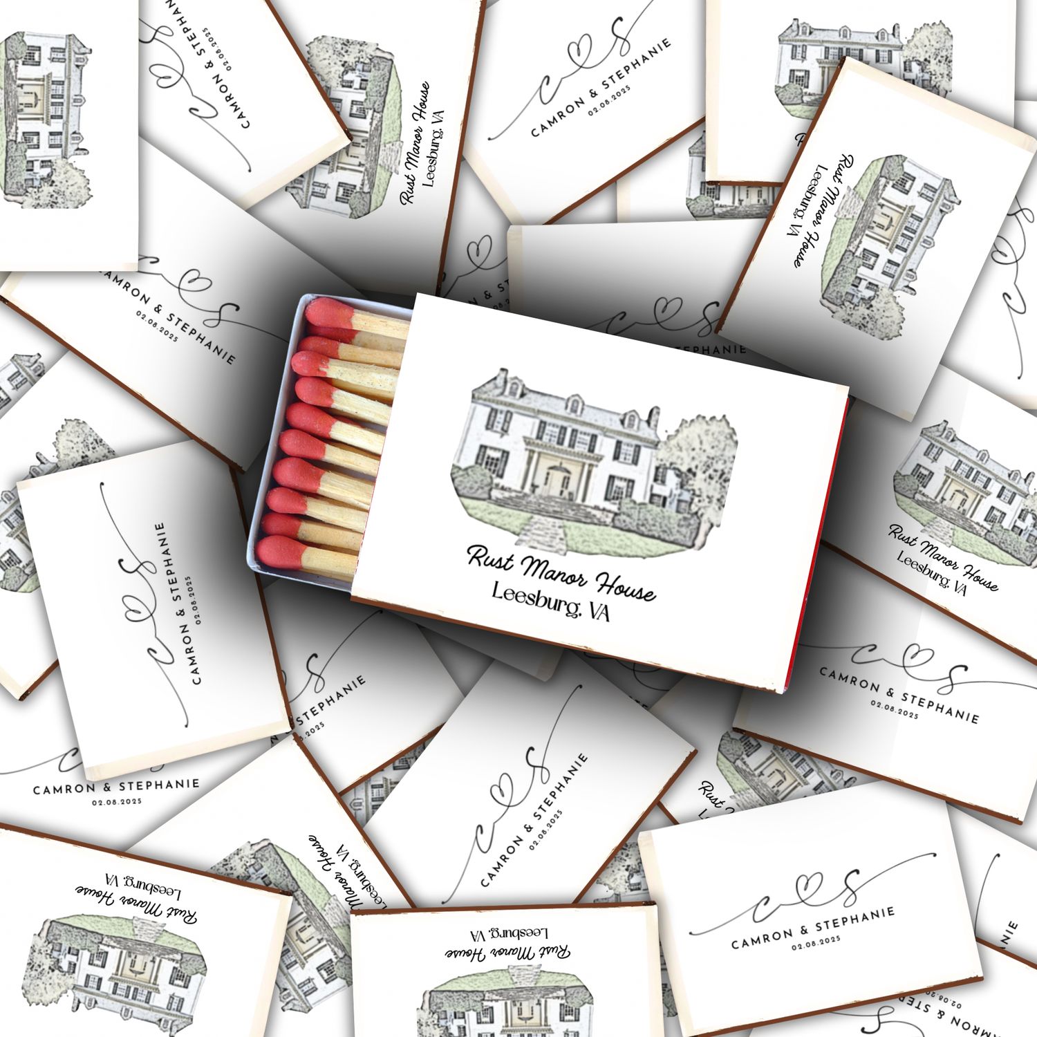 Wedding venue Sketch Matchbox Favors