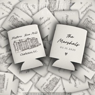 Wedding Venue Sketch Can Koozie Favors