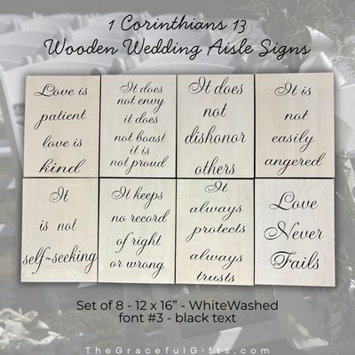 1 Corinthians 13 Wooden Wedding Aisle Signs