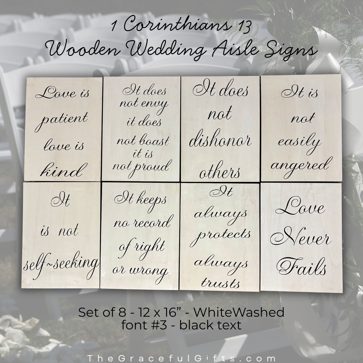 1 Corinthians 13 Wooden Wedding Aisle Signs