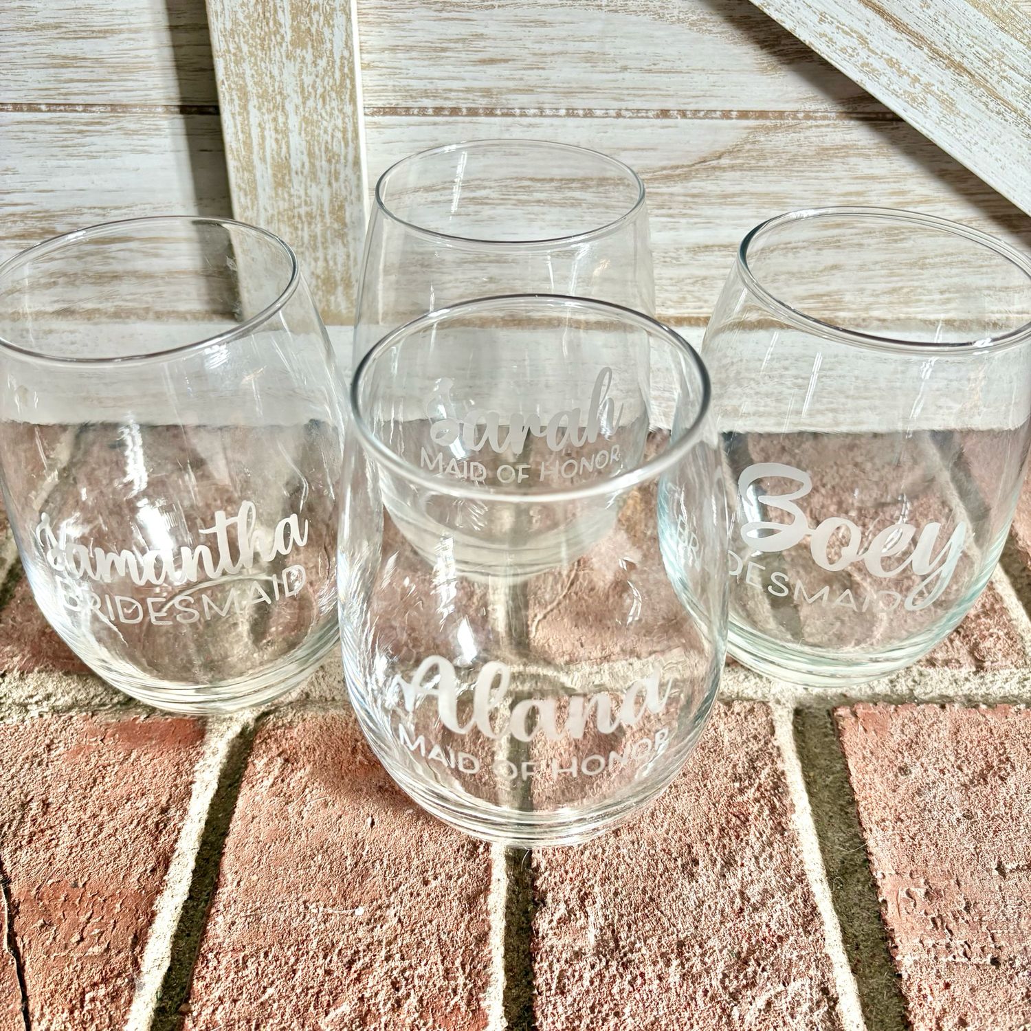 Personalized Stemless Wine Glasses