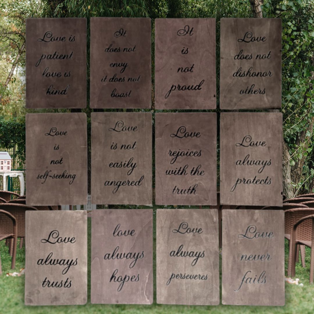 1 Corinthians 13 Wooden Wedding Aisle Signs
