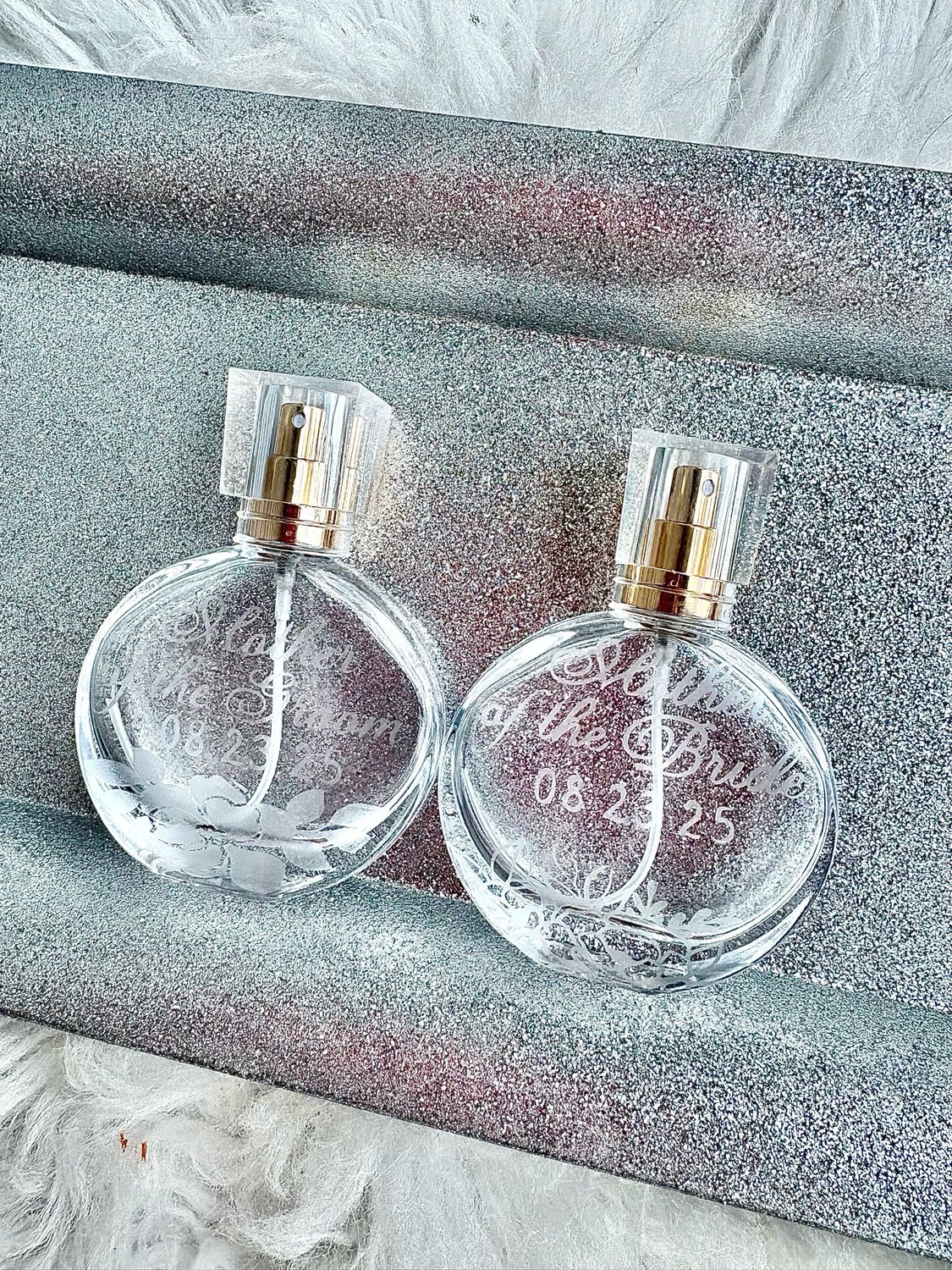 Custom Etched Floral Perfume Bottle