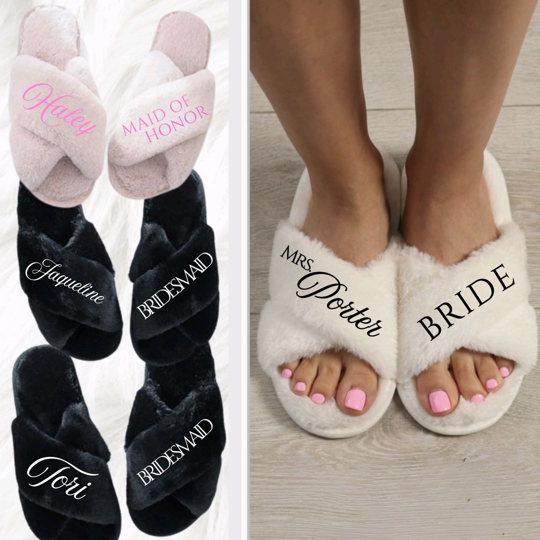 Personalized Bridal Party Slippers