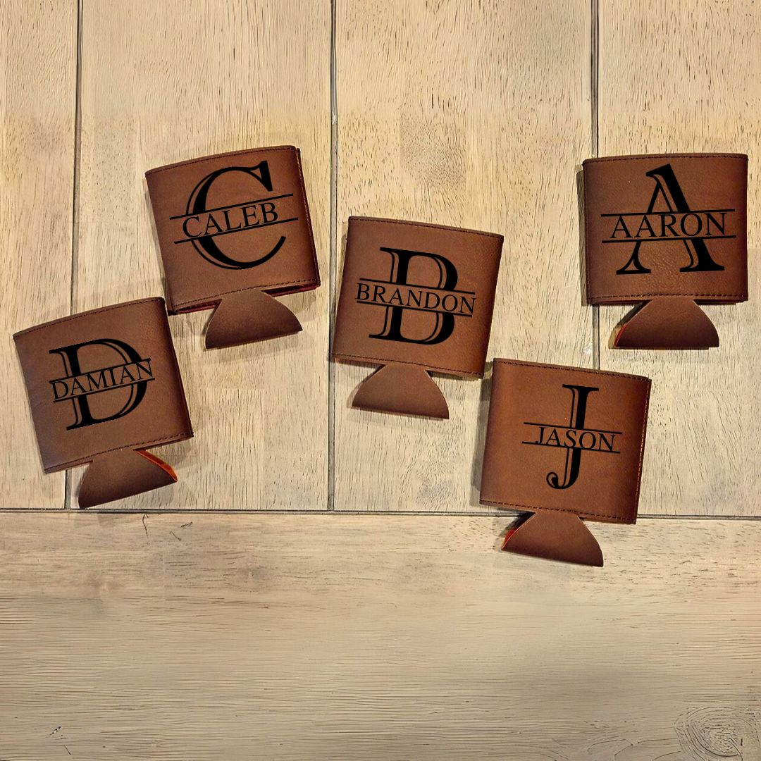 Engraved Leather Can Koozie