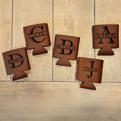Engraved Leather Can Koozie