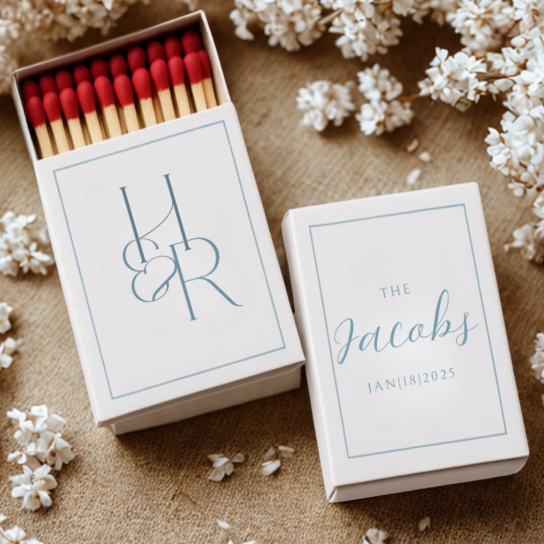 Matchbox Arch Initials Wedding Favors