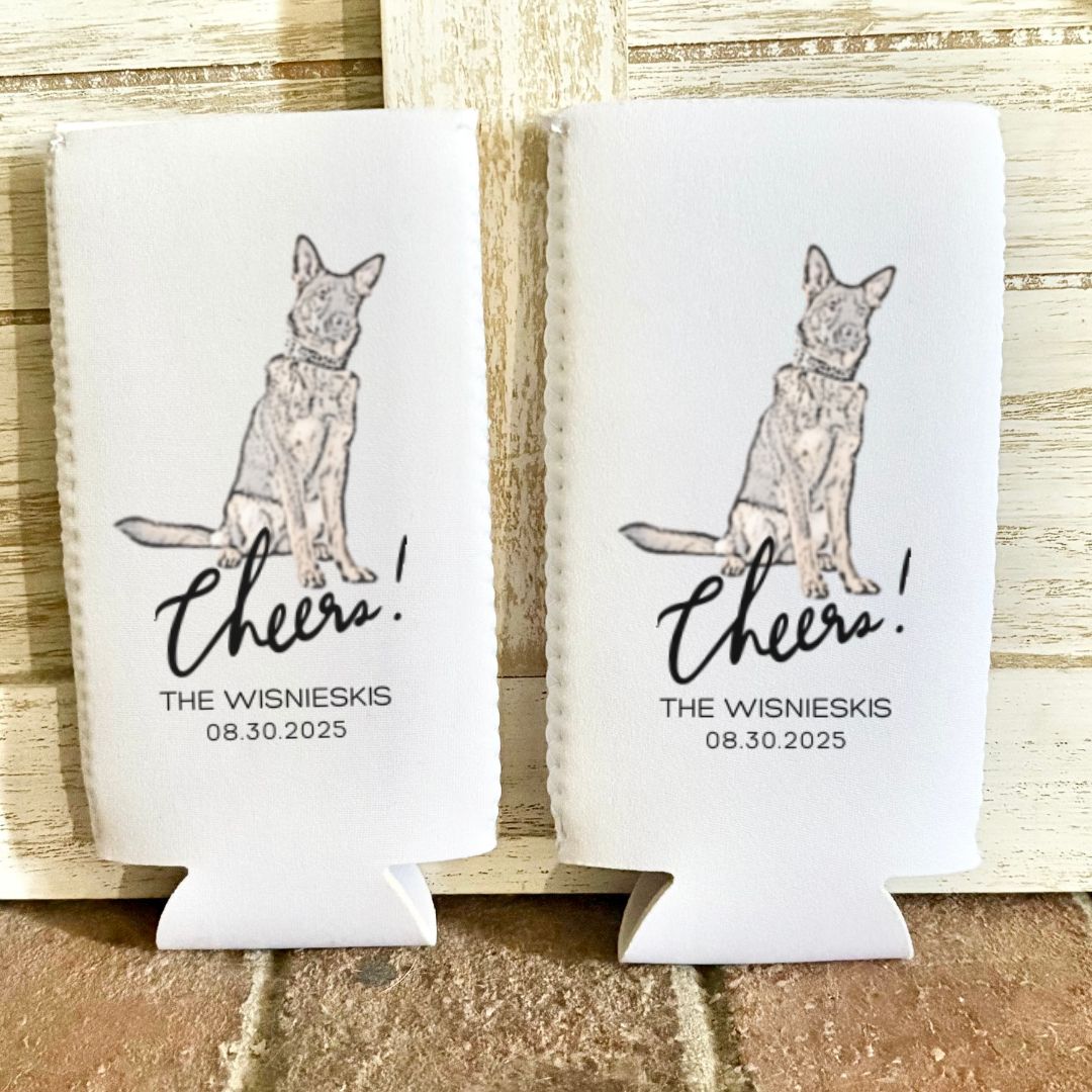 Pets Illustration Wedding Koozies / 1 or 2 Sides