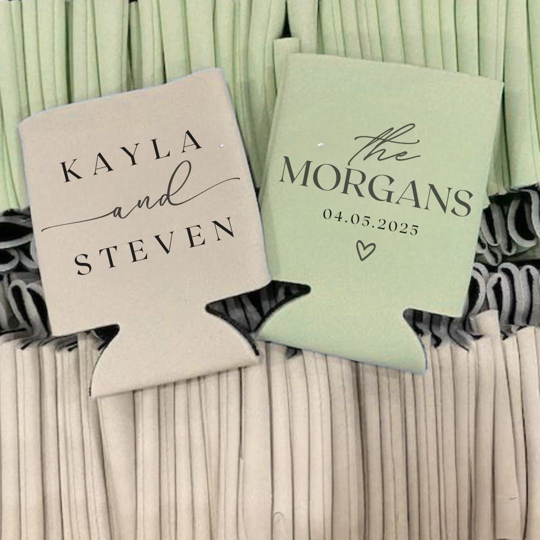 Modern Minimalist Wedding Koozies