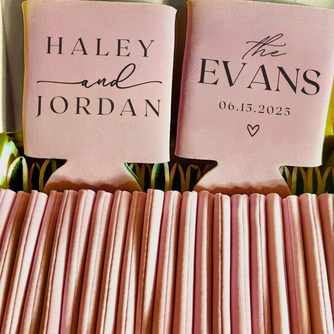 Modern Minimalist Wedding Koozies