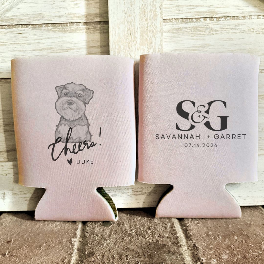 Pets Illustration Wedding Koozies / 1 or 2 Sides