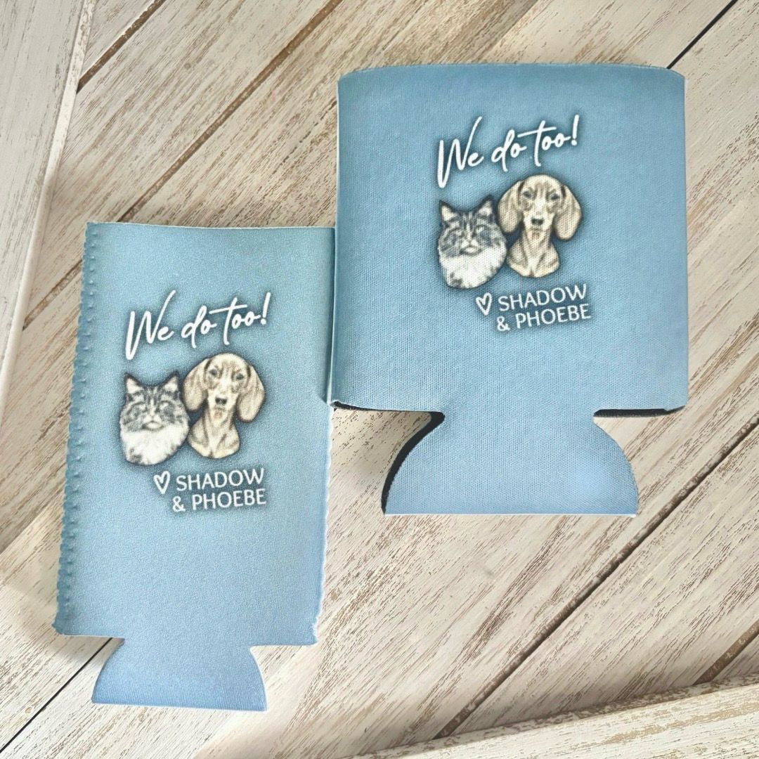 Pets Illustration Wedding Koozies / 1 or 2 Sides