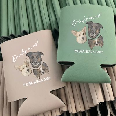 Pets Illustration Wedding Koozies / 1 or 2 Sides