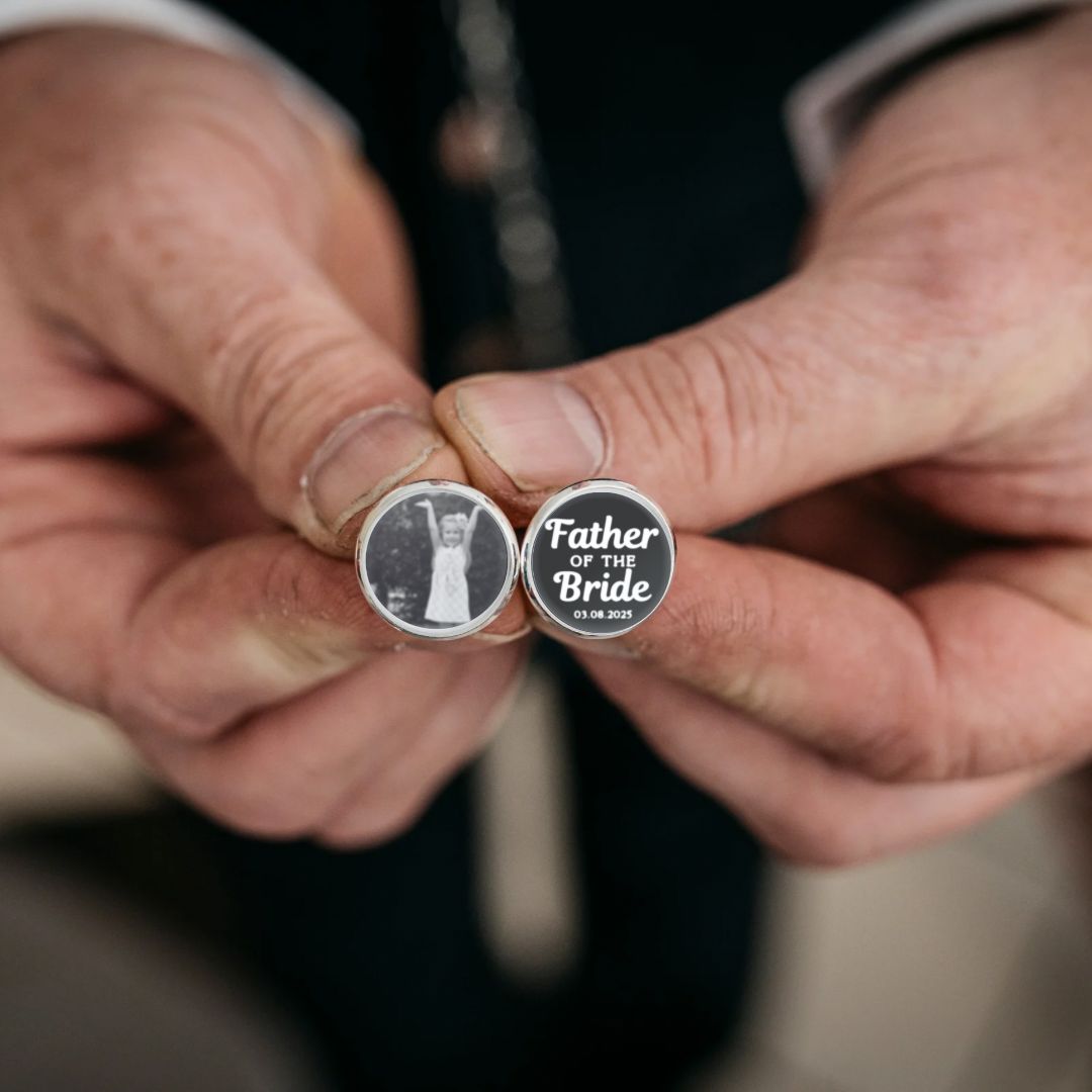 Father of the Bride Gift | Personalized Photo Cufflinks