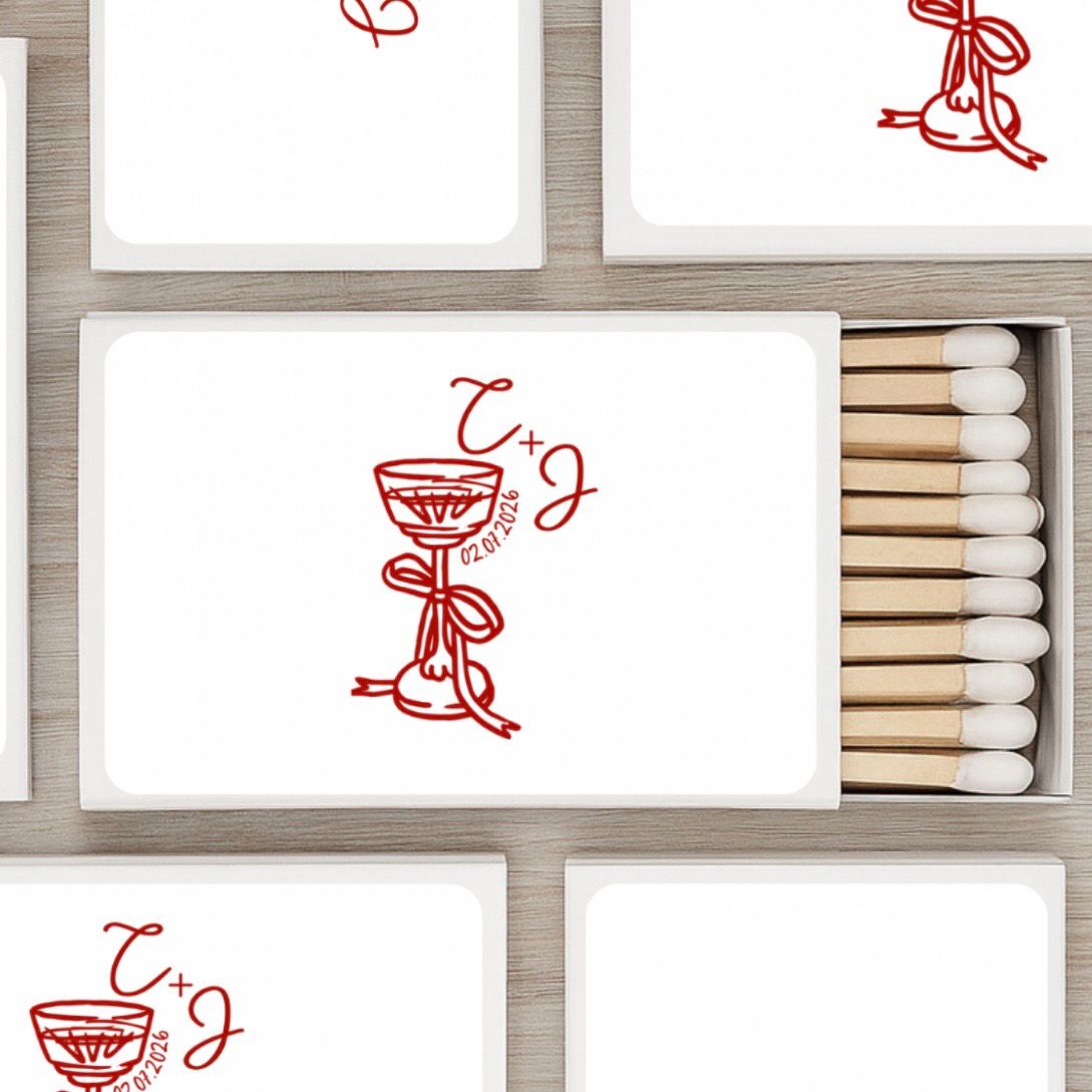 Deco Cocktail Monogram Matchbox Wedding Favors