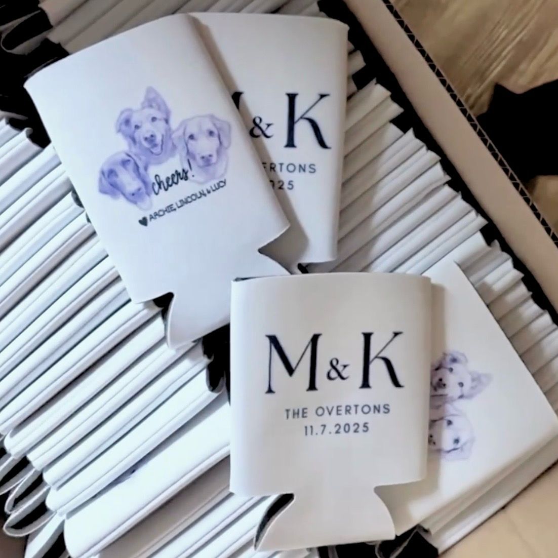 Pets Illustration Wedding Koozies / 1 or 2 Sides