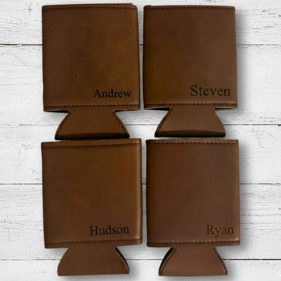 Engraved Leather Can Koozie