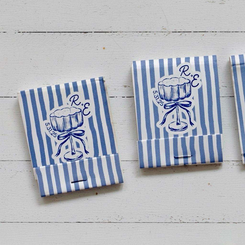 Deco Cocktail MATCHBOOK or MATCHBOX Wedding Favors