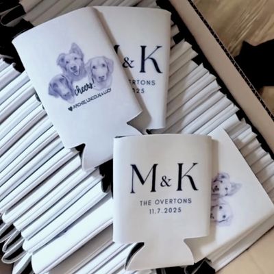 Pets Illustration Wedding Koozies / 1 or 2 Sides