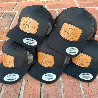 Groom’s Party Custom Leather SnapBack Patch Hats