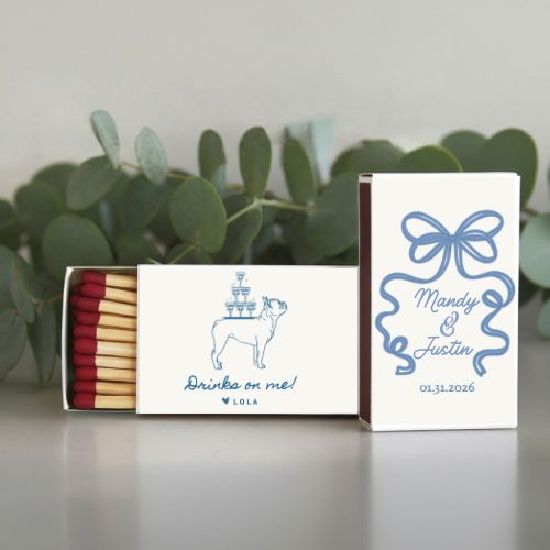 Pet Dog / Cat Illustration Champagne Tower MATCHBOX