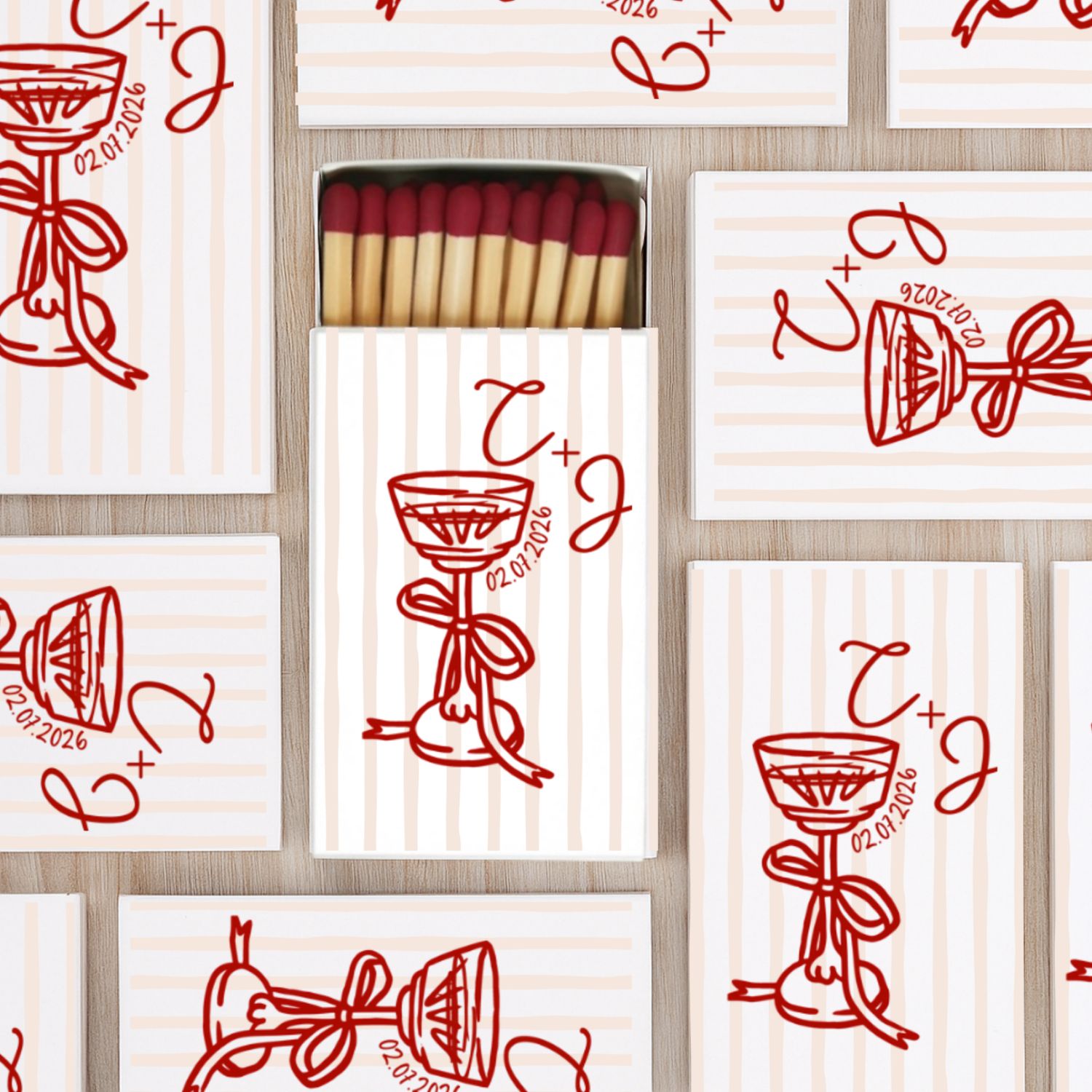 Deco Cocktail MATCHBOOK or MATCHBOX Wedding Favors