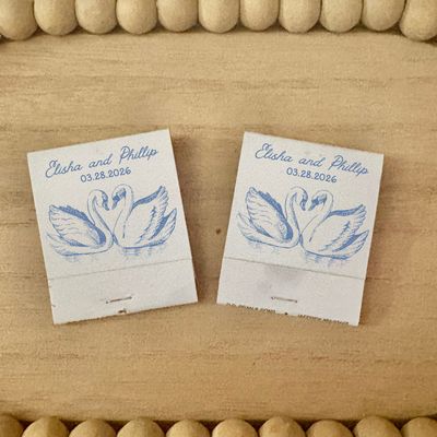 Love Swans MATCHBOOK or MATCHBOX Wedding Favors