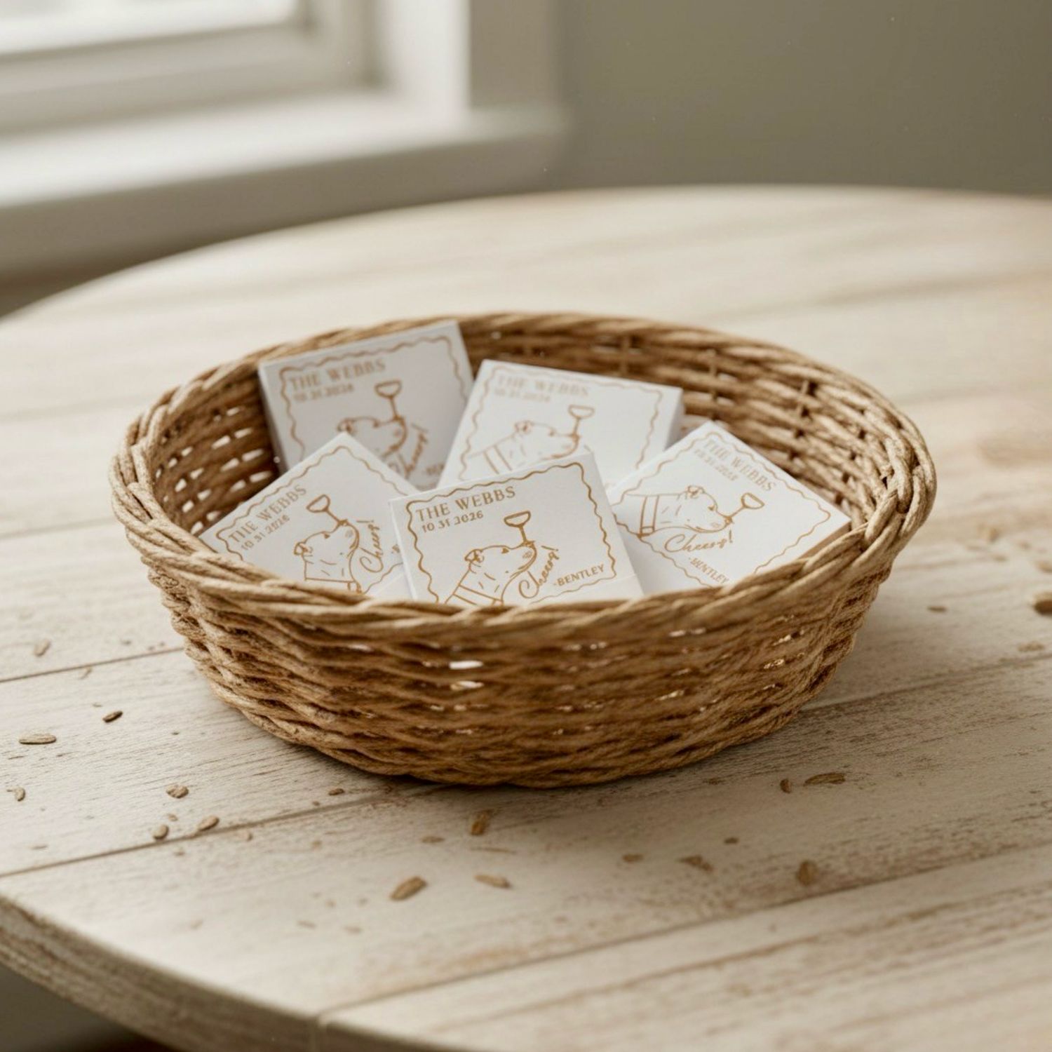 Pet Dog / Cat Serving Champagne Illustration MATCHBOOK or MATCHBOX